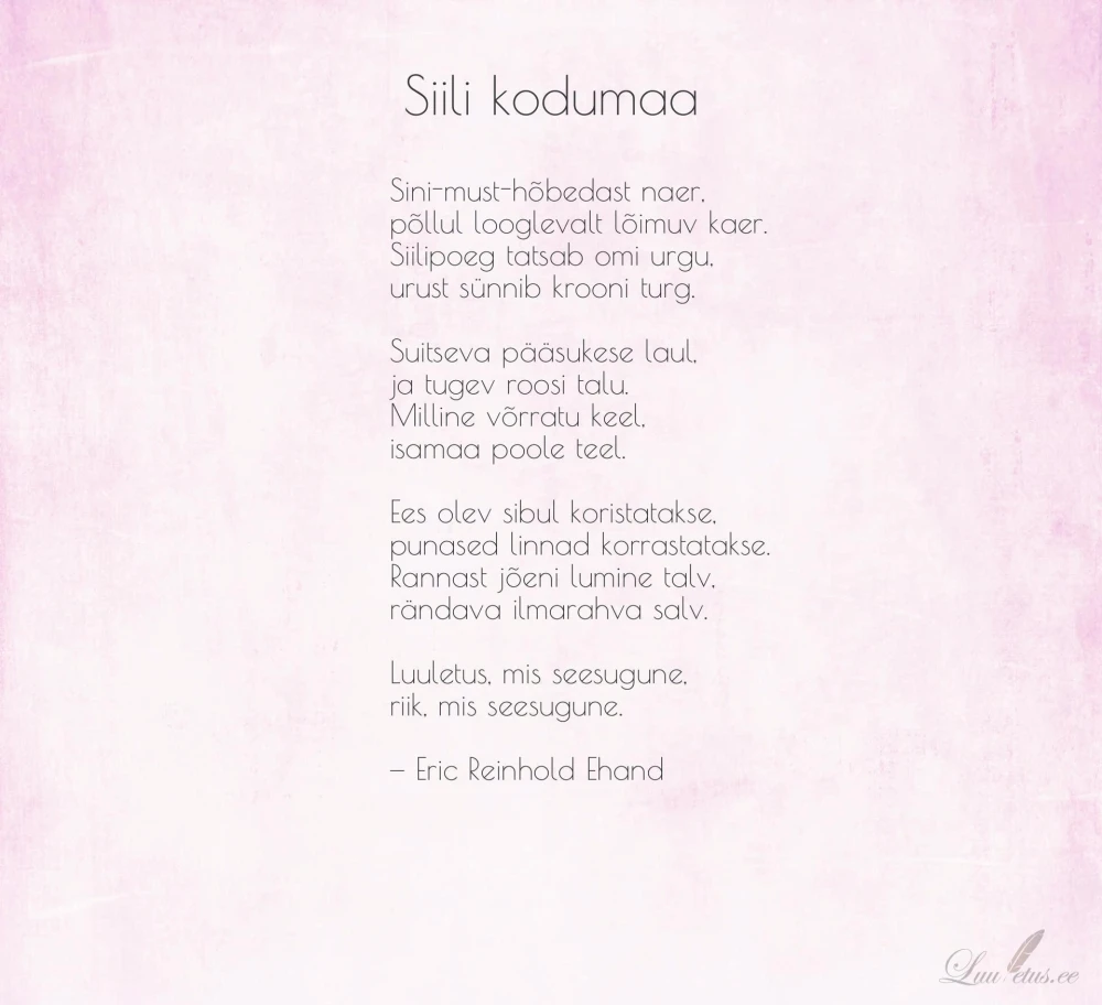 "Siili kodumaa" poem