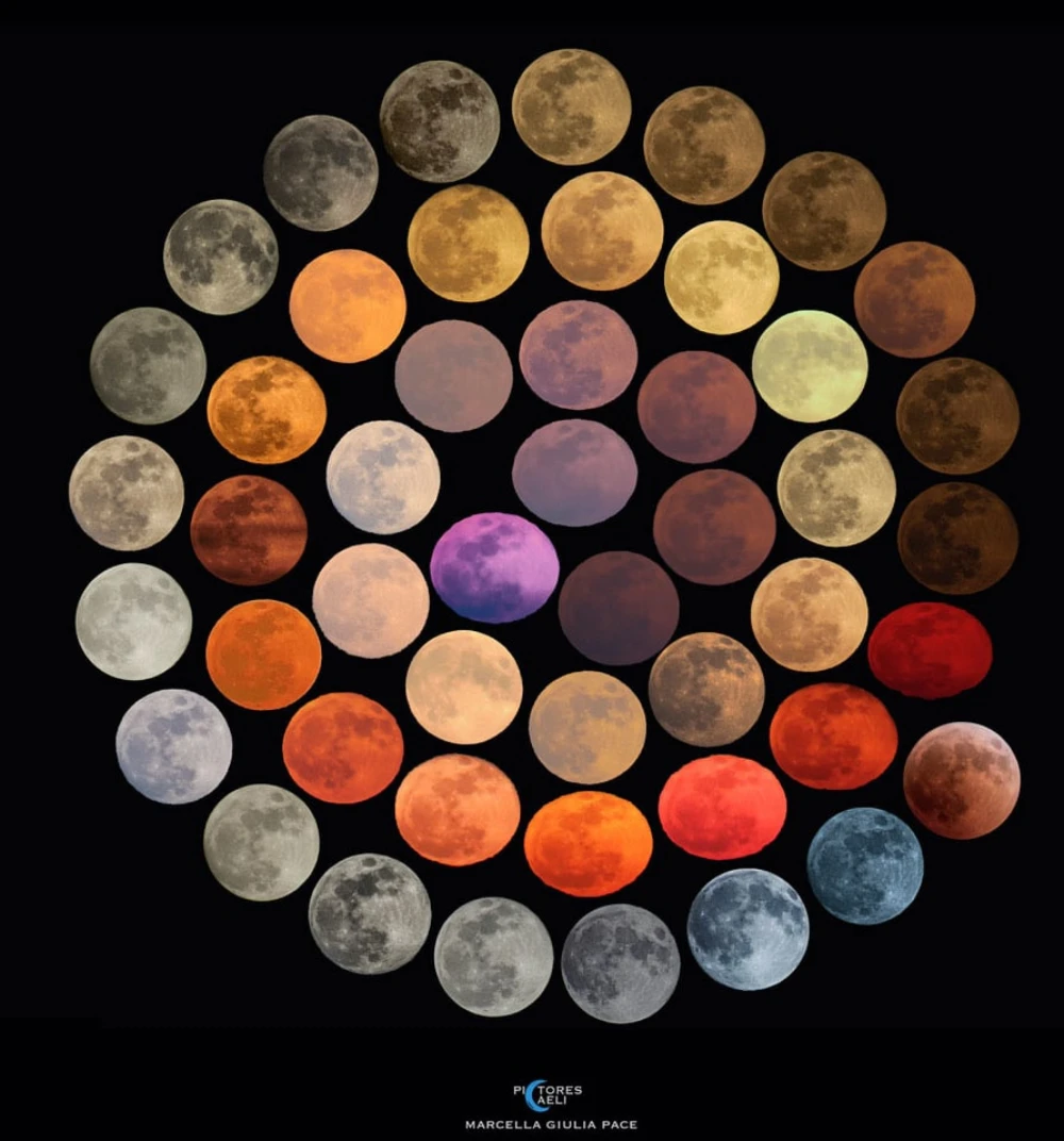 different colors of the moon