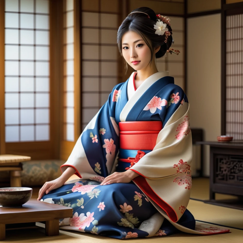Japanese Lady Wearing Traditional Dress