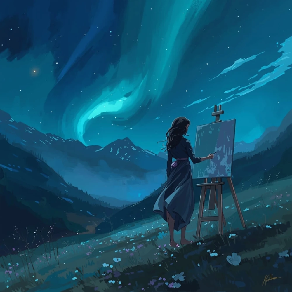 🌌 Aurora of the Silent Artist 🎨✨🌙
